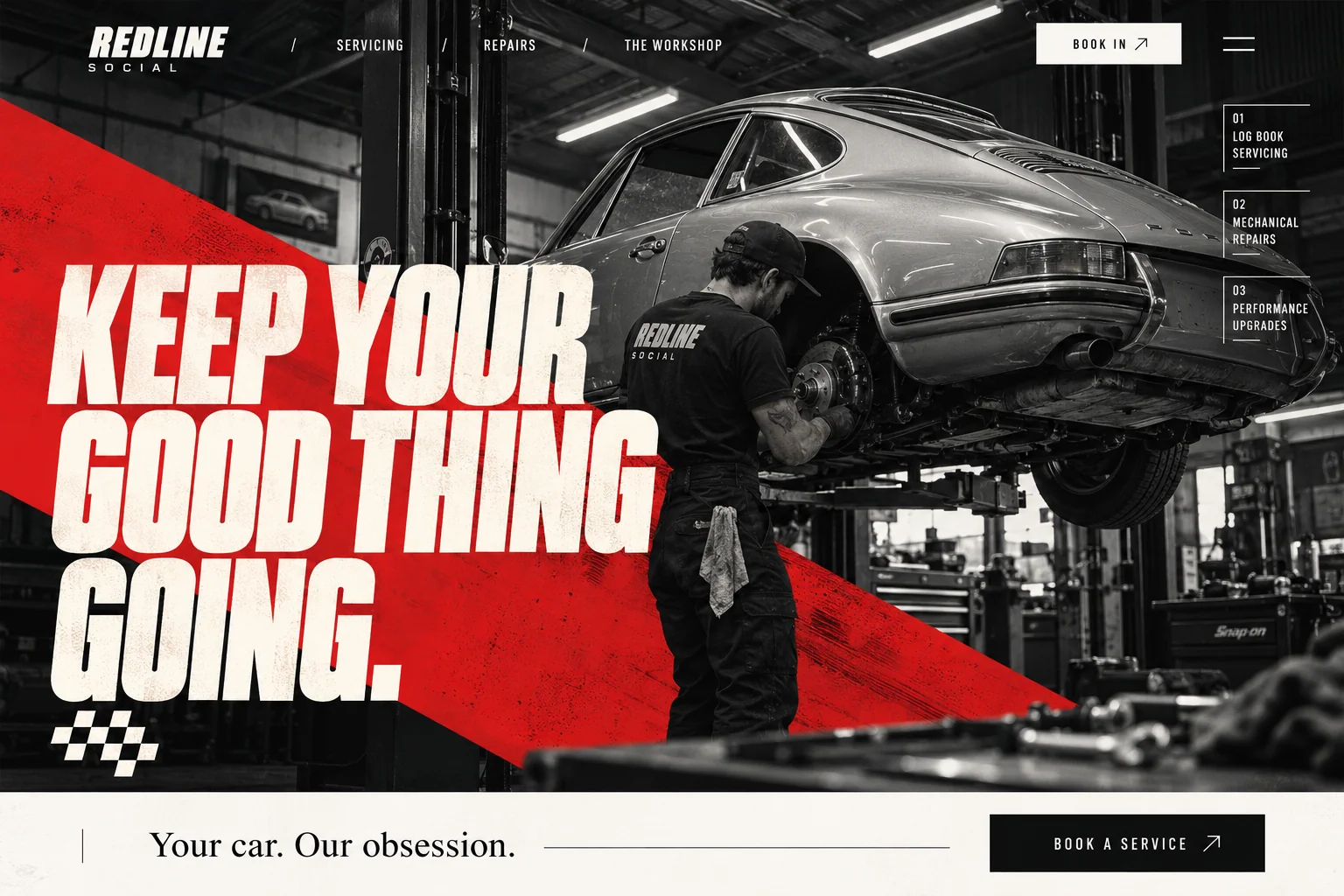 Redline Social Motors website design concept