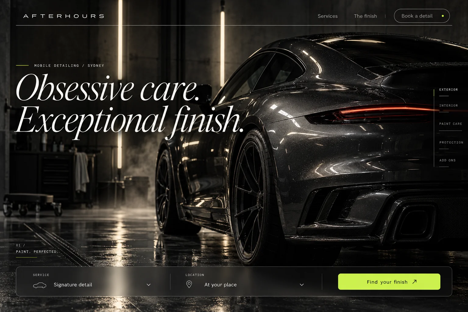 Afterhours website design concept